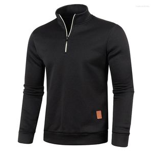 Autumn Winter Men's Half Zipper Knit Sweater Coat - Loose Fit, Long Sleeve, Fashionable black quarter zip pullover Top