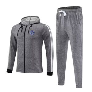 New York City FC Herren-Trainingsanzüge, Outdoor-Sport, warme Langarm-Kleidung, durchgehender Reißverschluss, mit Kappe, langärmliger Freizeit-Sportanzug