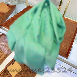 Emerald green scarf Silk wool scarf shawl, autumn and winter fashion items, fine silver wire, multi-color, full logo pattern, designer scarf, large square scarf w038