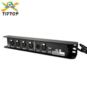 TIPTOP NYTT TP-CA8402B 4 VÄG 3 PIN XLR DMX SPLITER HANGING TYPE BAR FORM RS-485 Socket For Stage Lighting Signal Distributör
