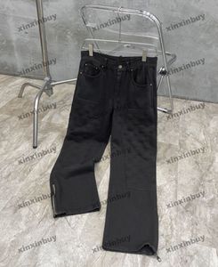 xinxinbuy Мужские и женские дизайнерские брюки с тиснением и надписью, молния по краям, весна-лето, повседневные брюки с надписью, черный абрикос, M-2XL
