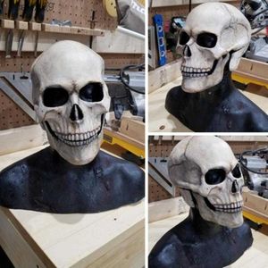 Maski imprezowe Halloween Mask Movable Jaw Full Head Skull Mask Dekoracja Dekoracja Horror Straszna maska ​​Cosplay Wystrój imprezy 2021 Hełm czaszki T230905