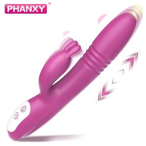 Vibradores Coelho Vibrador para Mulheres Vagina Mamilo G Spot Clitóris Estimulador Empurrando Telescópico Vibrador Feminino Masturbador Adulto Brinquedos Sexuais 230904