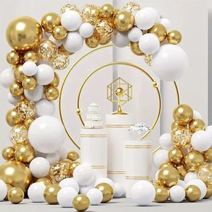 Other Event Party Supplies 124Ps white and metallic gold balloon arch set wedding birthday party Ramadan decoration supplies single vibe 230905