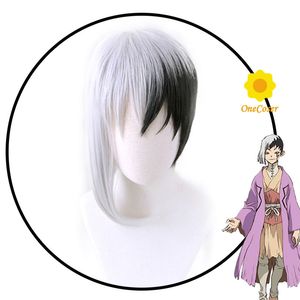 Cosplay Wigs Anime Dr.Stone Asagiri Gen Cosplay Wig Short Svart och vit peruk värmebeständig Fiber Hair Wig Cap Party Men 230904