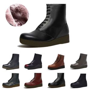 Doc Martens Mens Snow Boots Winter Leather Fur Ankle Half Navy Blue Red Bordeaux Green Booties Triple Black White Men Women Boot Fashion Gai 36-44