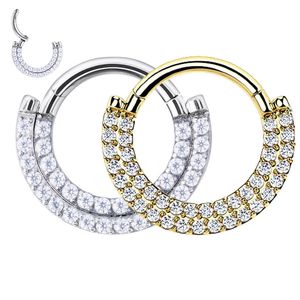 Navel Bell Button Rings G23 Ear Cartilage Earring Earlobe Piercing Two Rows CZ Zircon Paved Nose Rings Hoops Labret Lip Clicke Ring Jewellery 230905