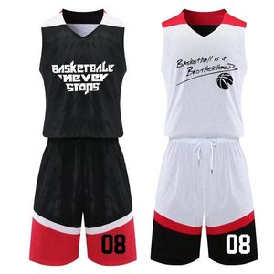 Andra idrottsartiklar Anpassningsbara män Kvinnor Doubleside Basketball Jersey Sport Kit Clothing Andningsbara reversibla uniformer 230904
