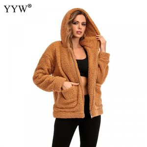 Womens Wool Blends XXL XXXL Women Coat Plush Jacket With Siamese Cap Winter Korean Large Size Long Sleeve Hooded Cotton Thick Warm 230905