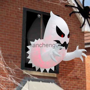 Decorazione per feste 1,4 m Halloween Gonfiabile Fantasma Horror Finestra Fantasma Palloncino pieghevole Cortile esterno Decorazione del giardino Divertente strumento per feste x0905