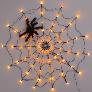 Outros suprimentos de festa de evento Halloween LED Spider Web String Light com remoto grande rede de teia de aranha decoração de festa de Halloween ao ar livre ornamento de suspensão interna 230905