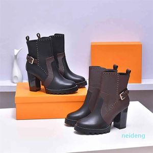 Designer -Famous fashion warm Martin boots autumn and winter classic high-heeled 9.5cm ladies casual shoes large sizeFashion Versatile