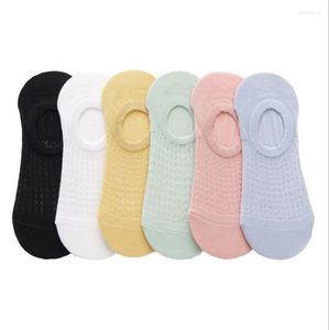 Women Socks Invisible Boat Sock Summer Mesh Solid Candy Silicone Non-slip Ankle Low Cut Female Cotton Slipper No Show 10 Pairs