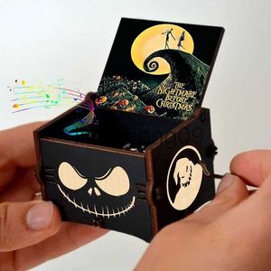 パーティーデコレーションハロウィーンの装飾木製の手クランクミュージックボックスハロウィーンイブギフトルーム装飾クリエイティブミュージックボックスチルドレンズバースデーギフトx0905