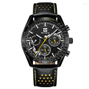 Wristwatches Alloy Round Spiral Crown Mineral Reinforced Glass Mirror Multi Functional Business Leisure Hollow Belt Men's Quartz Watch