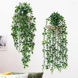 Flores decorativas verdes artificiais, plantas suspensas falsas sem vasos, parede interna e externa, decoração de festa de casamento, vegetação, desktop, casa