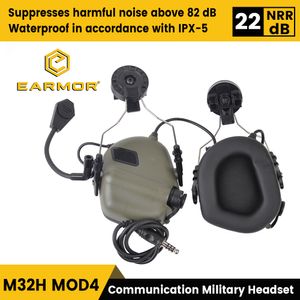 Tactical Earphone OPSMEN Earmor Softair Tactical M32H MOD4 Noise Canceling Headphones for FAST Helmet ARC Helmet Rail Softair Earphones Shooting 230906