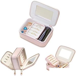 Jewelry Boxes Small Box Double Layer Travel Organizer Cute Pu Leather Display For Rings Earrings Bracelets Necklace Drop Delivery Pac Otqhl