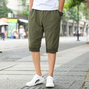 Men's Jeans Overalls Midpants Summer Casual Multi Pocket Trend Straight Tube Loose Plus Fat Size Capris