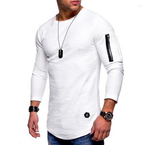 Erkekler A2541 T-Shirt İlkbahar ve Yaz Üstü uzun kollu pamuklu vücut geliştirme katlanması