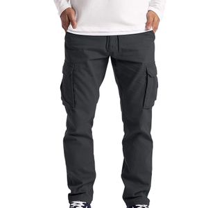 Mens Pants Mens Casual Pants Spring and Autumn Tied Rope Cargo Pants Youth Loose Cotton Straight Underwear 230906