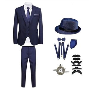 Herrspår som den stora Gatsby Gentleman Roaring 20 -talets vintage 1920 -taldräkter passar blazersillstånd Set Three Piece kostym 230906