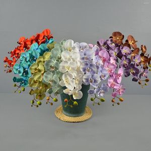 Dekorative Blumen, 104 cm, 9 Köpfe, künstliche Schmetterlingsorchidee, gefälschte 3D-Phalaenopsis-Simulationsblume, fühlt sich echt an, Pflanzen, Hochzeit, Hausgarten