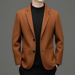 Мужские костюмы, шерстяной костюм на осень/зиму 2023, дизайнерская одежда высшего качества, роскошное двустороннее пальто, деловое повседневное пальто