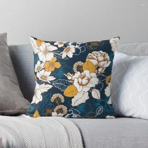 Kudde Navy och Gold Peony Blossom Seamless Mönster Kasta soffa täcker Cusions Cover S för dekorativa