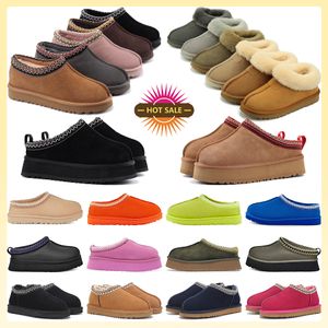 Tasarımcı Tasman botları tazz maxi terlik kestane kürk slaytlar koyun derisi shearling klasik ultra mini platform kış katırları kadınlar erkekler sw-on ayakkabı süet üst yün