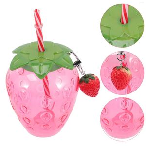 Servis uppsättningar Strawberry Sippy Cup -flaskor Dryckskoppar Studenter Plastmjölk Dricker Mason Jar Accessories