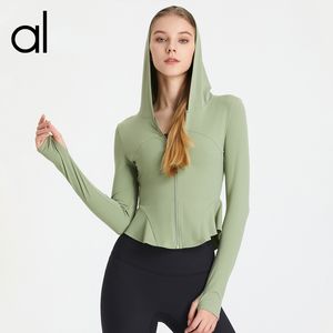 AL Yoga Outfits Long Sleeve Cropped Sports Jacket Women Zip Fitness Winter Warm Gym Top Activewear Running Coats Workout Clothes Woman