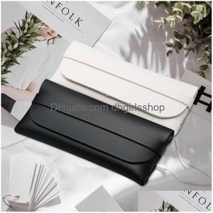 Sunglasses Cases Fashion Women Case Portable Pu Leather Eyewear Bag Pvc Hand Made Sun Glasses Box White And Black Drop Delivery Access Dhed9