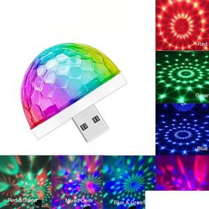 Other Festive Party Supplies Car Usb Dj Rgb Mini Colorf Music Sound Led Usb-C Holiday Karaoke Atmosphere Lamp Welcome 5V Ball Lase Dhnct