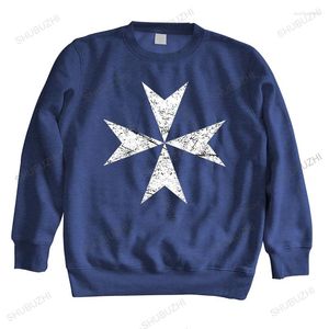 Herrtröjor män Autumn Sweatshirt Cotton Hoody Streetwear Knights Templar Crusader Maltese Cross Unisex Long Sleeve Homme