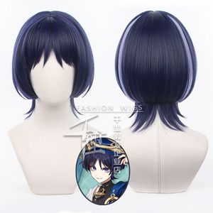 Cosplay Wigs Genshin Impact Wanderer Cosplay Wig Game Wanderer Scaramouch Cosplay Synthetic Hair Short Halloween Party WigWig Cap 230906