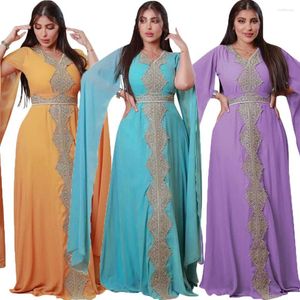 Etniska kläder Eid Ramadan Djellaba Dubai Kaftan Turkiet Abaya Kvinnor Muslim Maxi Evening Dress Islamic Jalabiya Arabic Robe Wedding Party Party