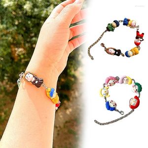 Strand 3D Cartoon Hand Made Bracelet Noodle Head European Oil Painting Figures Geometric Boy Trend Unusual Metal Chain Bubble Doll