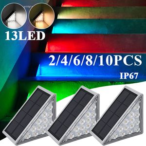 Solar Step Light Outdoor Triangle LED Stair Lights Auto On Off Waterproof Wall Fence Decor Path Lamp for Stairs Deck Fence 2023