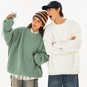 Felpe con cappuccio da uomo 2023 Autunno Inverno maglione da donna verde lavorato a maglia pullover tinta unita di base allentato nero bianco cappotti caldi top