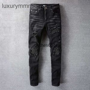 designers Jeans Amirrss men's Pants New US casual hip hop high street worn out and worn washed splash ink color painting Slim Fit Jeans Men's #803 IB9W