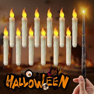 Party Masks Floating LED -ljus med Magic Wand Remote Control Flameless Remote Taper Electronic Candle Halloween Party Decor Candle Lights 230905