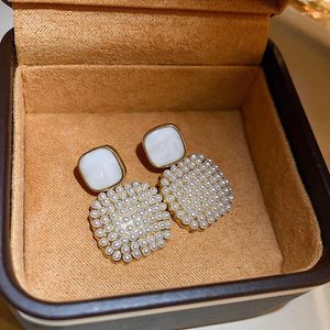 Orecchini a bottone moda coreana semplice perla quadrata goccia per donna gioielli eleganti da ragazza vintage set per feste di nozze accessori