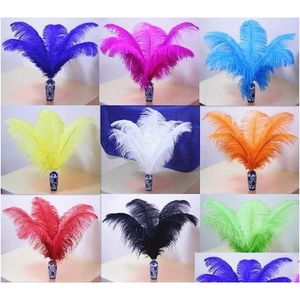 Other Event Party Supplies Dyed Ostrich Feathers White Black Fluffy Plumes Trim Boa Wedding Stage Home Christmas Decor Diy Feather Dhsaq