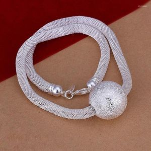 Chains Silver Exquisite Noble Luxury Gorgeous Charm Fashion Lady Charming Big Sand Ball Bead Net Necklace Jewelry