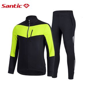 Set maglia ciclismo Santic pria Set bersepeda gunung sepeda jalan raya tahan angin dan hangat musim dingin 230905