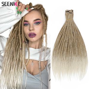 Human Hair Bulks Handmade Dreadlock Synthetic Extensions Straight Crochet Braiding Natural Hair For Afro Women And Men Ombre Black Brown SEENICE 230906