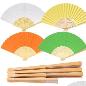 Outros suprimentos de festa festiva personalize fã de papel dobrável pintado à mão portátil casamento mão dança presente decoração chinesa gota dhwa1