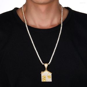 Pendant Necklaces Fashion Charm Hip Hop Iced Out Bling Small House Zircon Hiphop Necklace Jewelry Gifts For Men Women