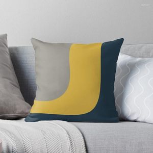 Pillow Triple Wave Minimalist Pattern In Mustard Yellow Navy Blue And Grey Throw Pillowcase Custom